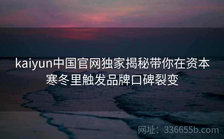 kaiyun中国官网独家揭秘带你在资本寒冬里触发品牌口碑裂变