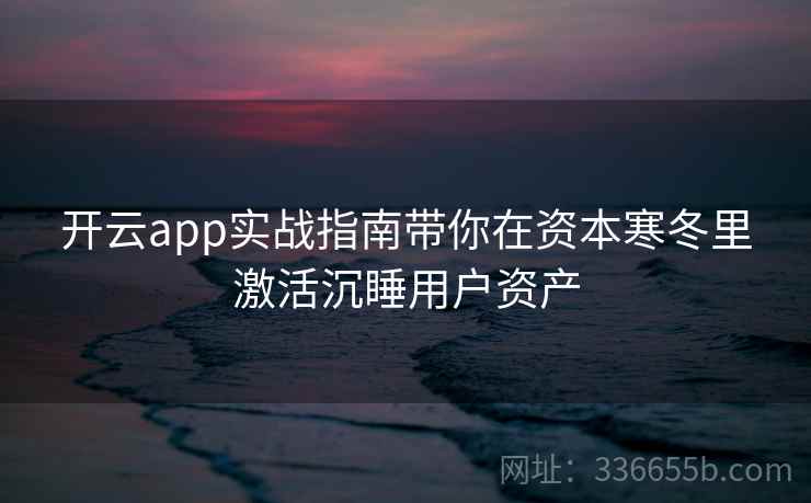 开云app实战指南带你在资本寒冬里激活沉睡用户资产