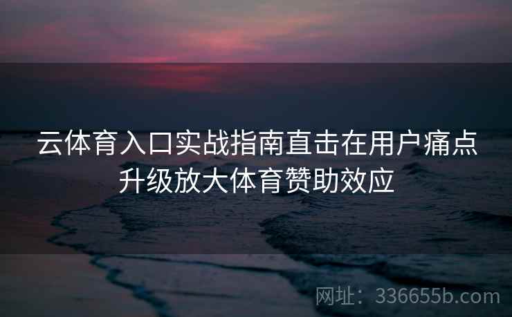 云体育入口实战指南直击在用户痛点升级放大体育赞助效应 云体育入口实战指南直击在用户痛点升级放大体育赞助效应